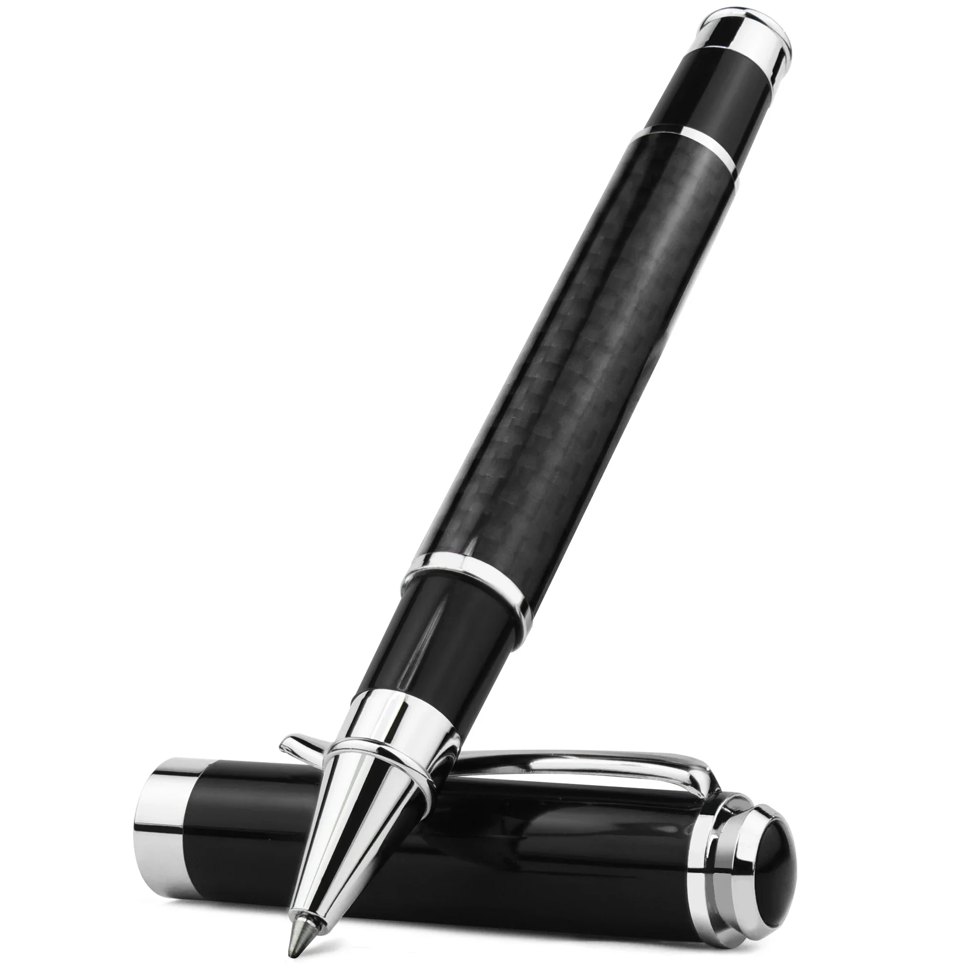 STONEGO Carbon Fiber Signature Pen, Premium Metal Gel Ink Pens Micro Point 0.5mm Black Ink Smooth