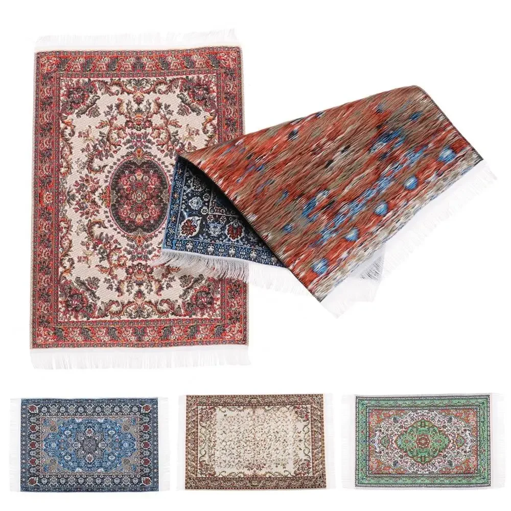 1:12 Scale Dollhouse Carpet Playing House Decor Floor Coverings Floral Pattern Mat Doll Accessories