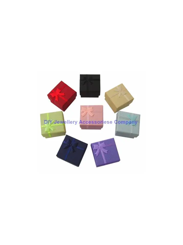 Fashion Ribbon Jewelry Box  Multi Colors Ring Earrings Pendant 4x4x3cm Display Packaging Gift