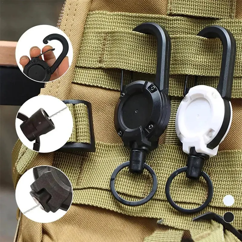 New Outdoor Automatic Retractable Wire Rope Luya Anti-theft Tactical Keychain Telescopic Keychain