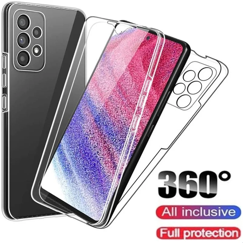 360° Full Cover Silicone Case For Samsung Galaxy S23 S22ultra A54 A14 A24 A34 A33 A13 A52 A53 A32