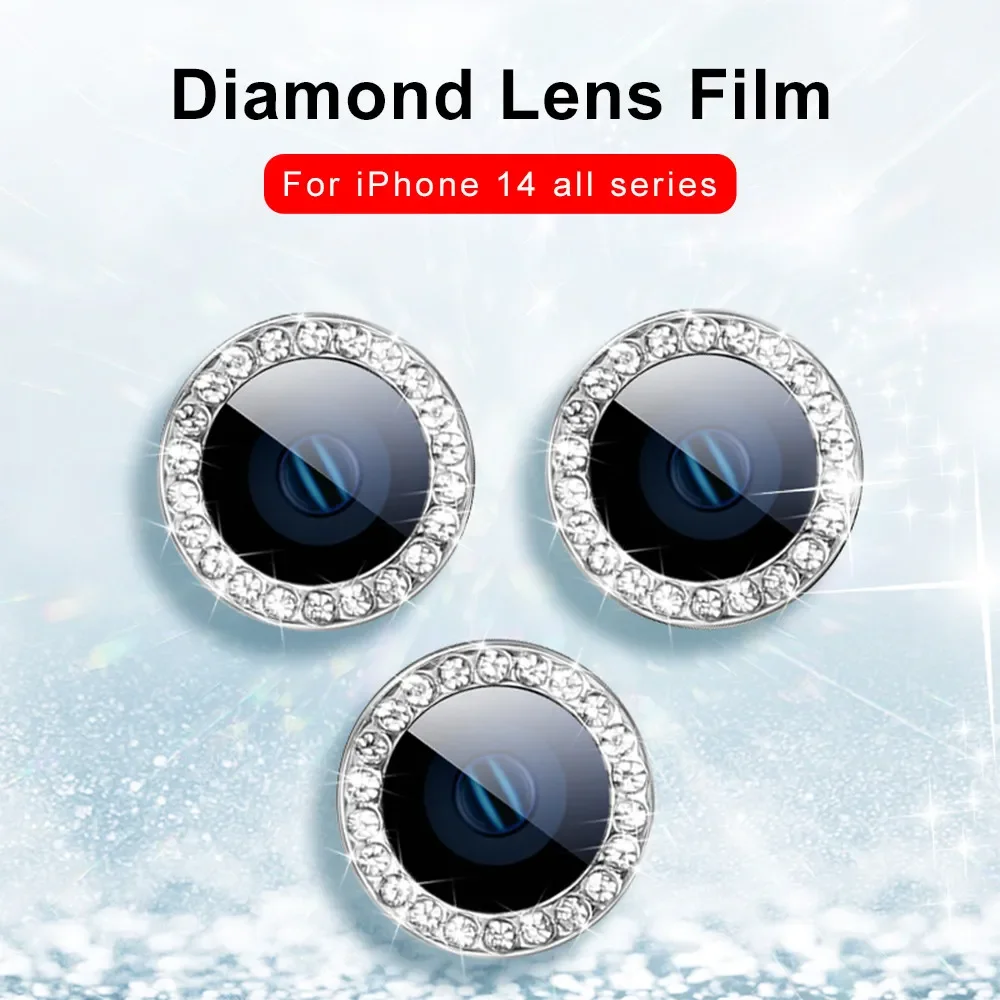 9D Rear Diamond Lens Protector For Iphone 15 Pro Max Camera Tempered Glass For Iphone 12 13 14Pro