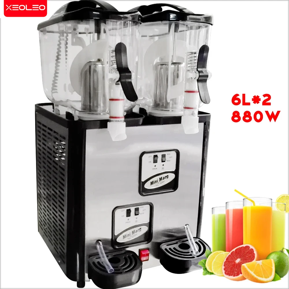 XEOLEO Double Tank Slush Machine 6L*2 Commercial Snow Melting Machine 880W Cold Drinking Dispenser