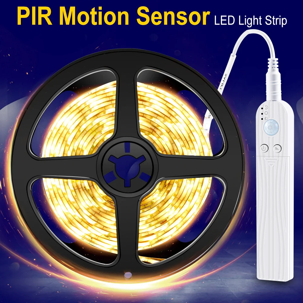 WENNI Kitchen Cabinet Light Tape LED Motion Sensor LED Strip Light Waterproof Wireless PIR LED Lamp