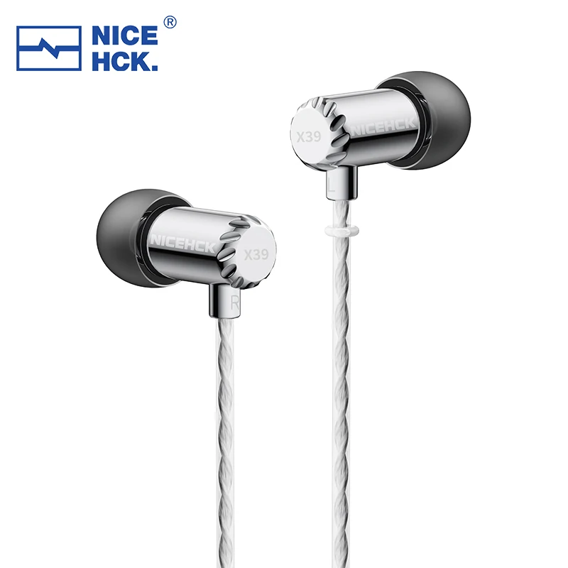 NiceHCK X39 HIFI Earphone HD Microphone Wired Earbud 6mm Titanium Plated Dynamic Headset Vocal Bass