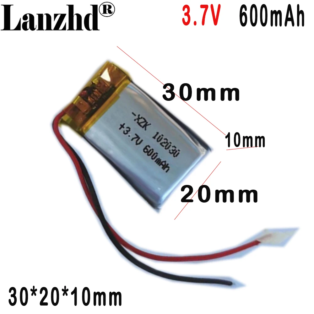 3.7v Li Polymer lithium battery 102030 600mAh For beauty instrument special lithium battery point