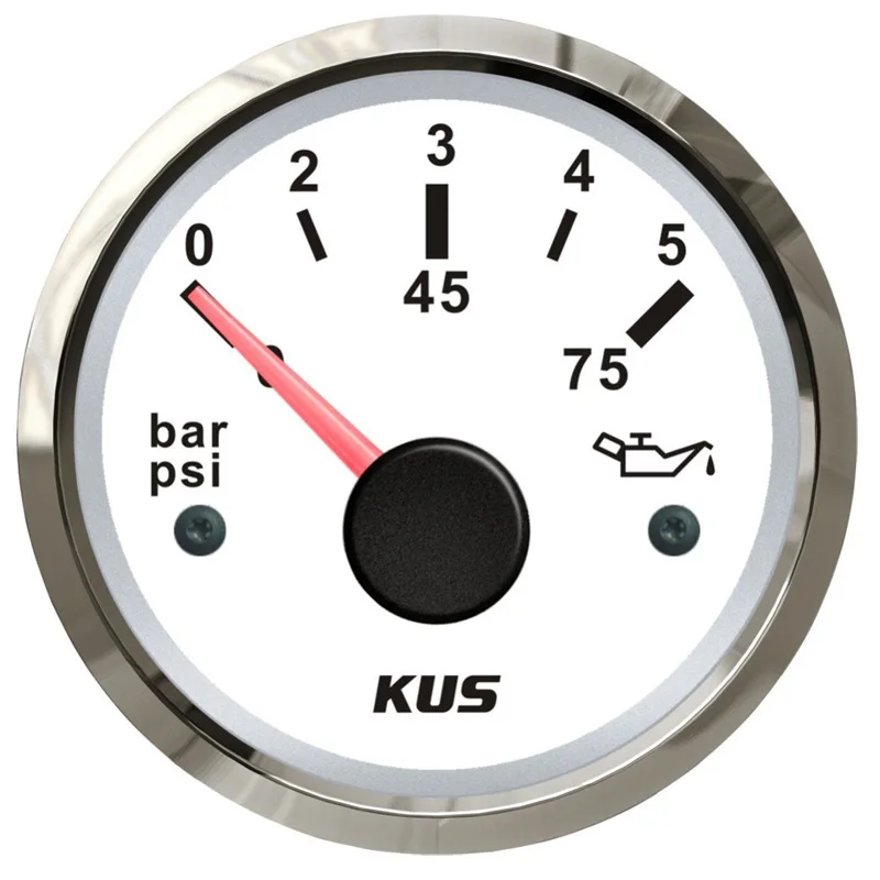 KUS Vehicles 0-75Psi 52mm Oil Pressure Gauges 0-5Bar White Fuel Pressure Meters for Boat Automobile