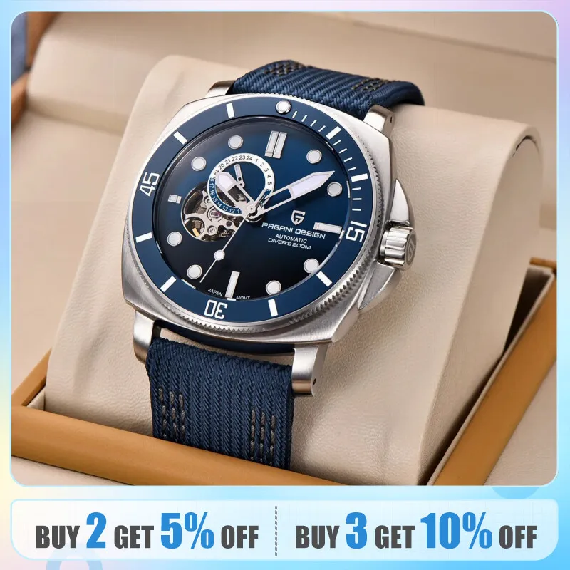PAGANI DESIGN Brand Sports Men Mechanical Watch Fashion Sapphire 200M Waterproof Automatic Timecode
