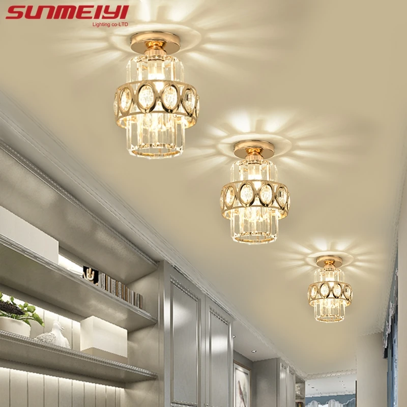 Modern Luxury Small Crystal Ceiling Lights Chandelier Living Room Porch Corridor Aisle Balcony