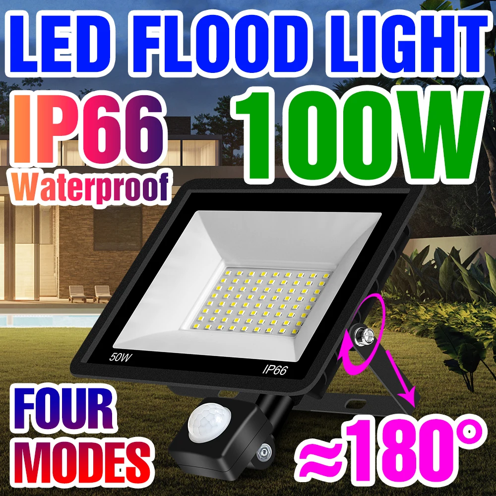220V Flood Light LED Street Lamp Reflector Led Spotlight With PIR Motion Sensor Wall Lamp Waterproof