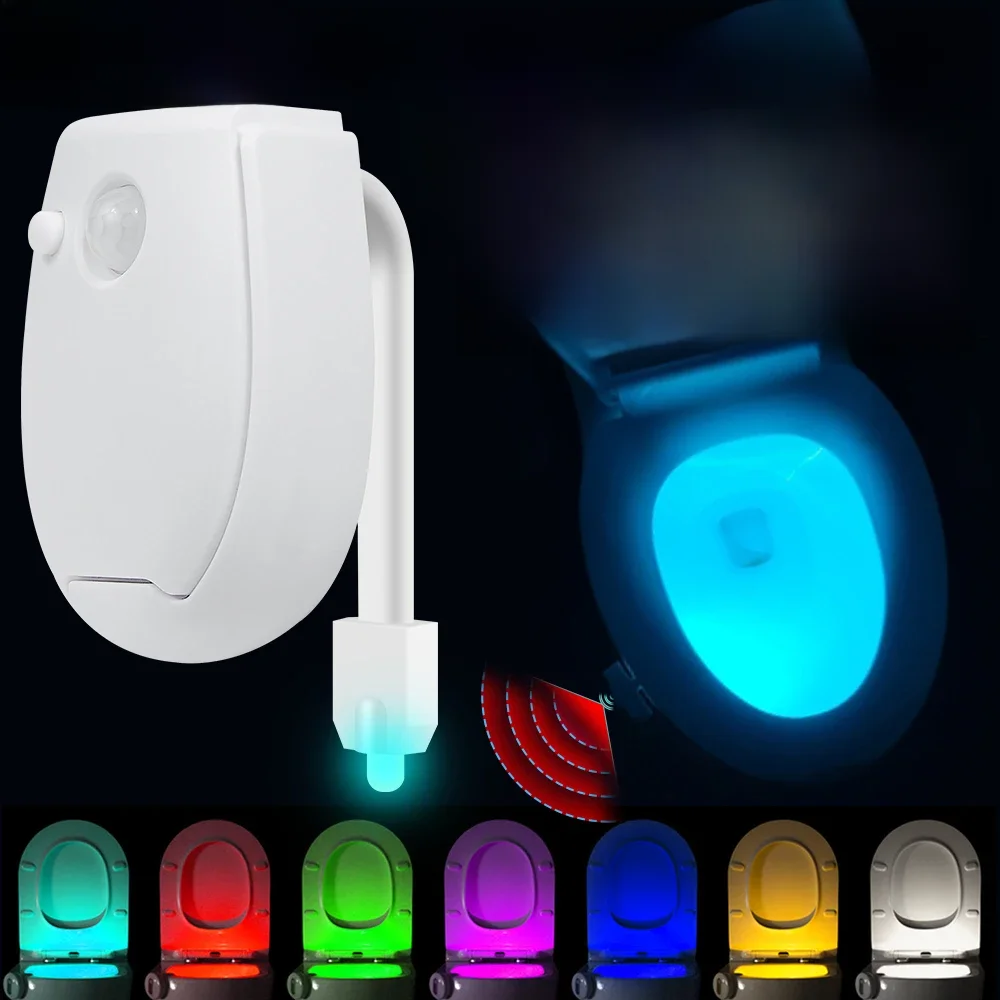 Toilet Night Light Smart PIR Motion Sensor Toilet Seat Lamp Bathroom Waterproof Lighting Bulb RGB