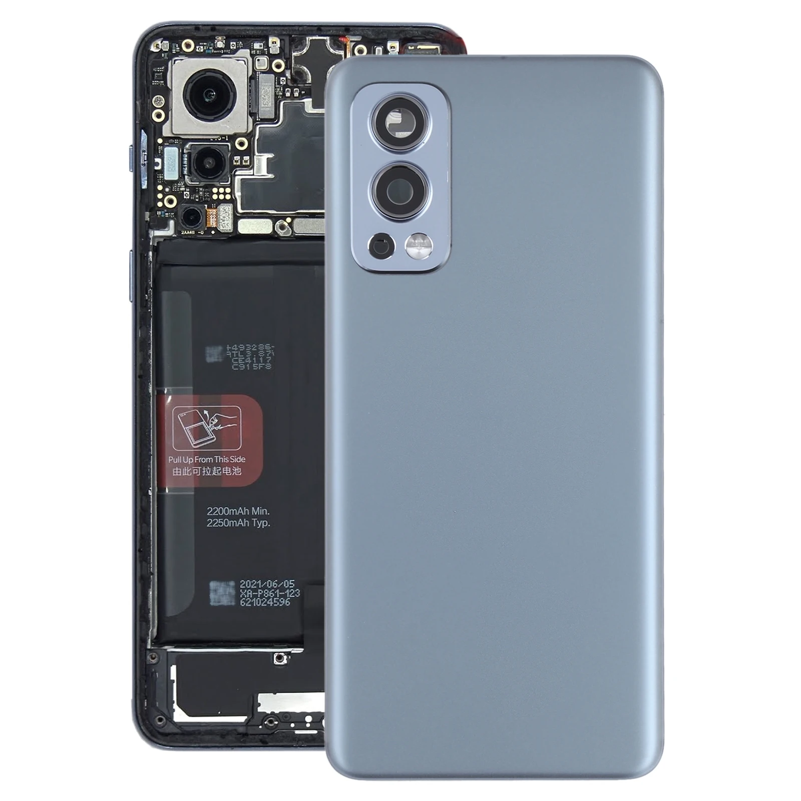Battery Back Cover for OnePlus Nord/Nord 2 with Camera Lens Cover Phone Rear Housing Case