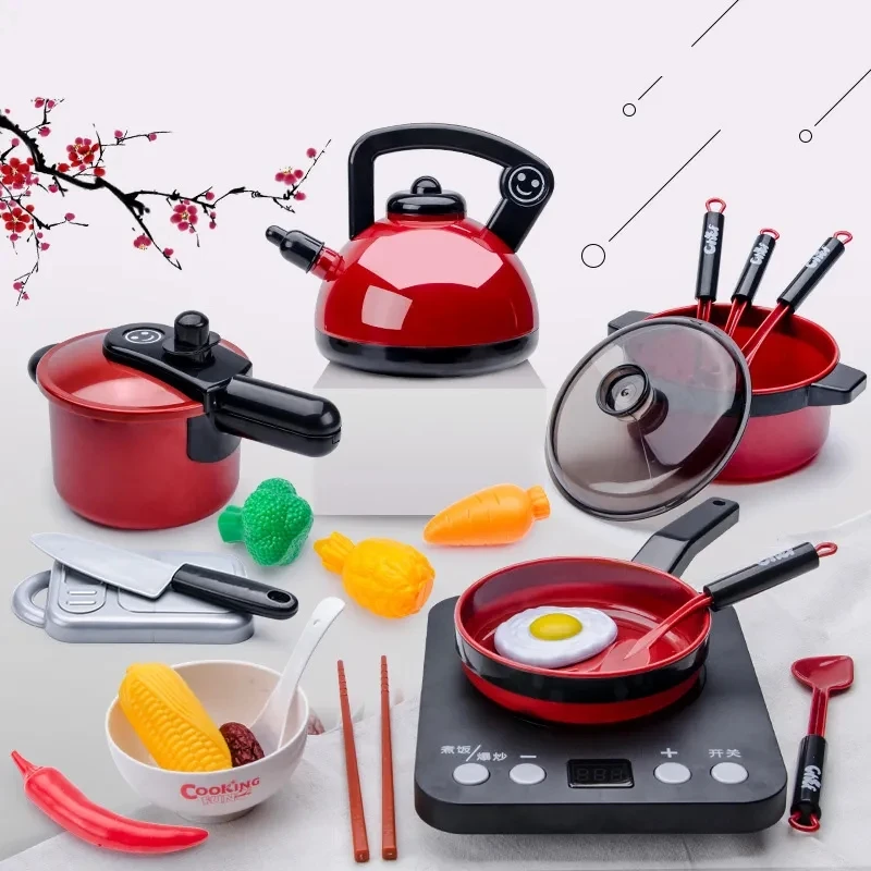 Children Kitchen Toys Simulation Kitchen Toys Set Cookware Fruits Cutting Kitchen Accessories