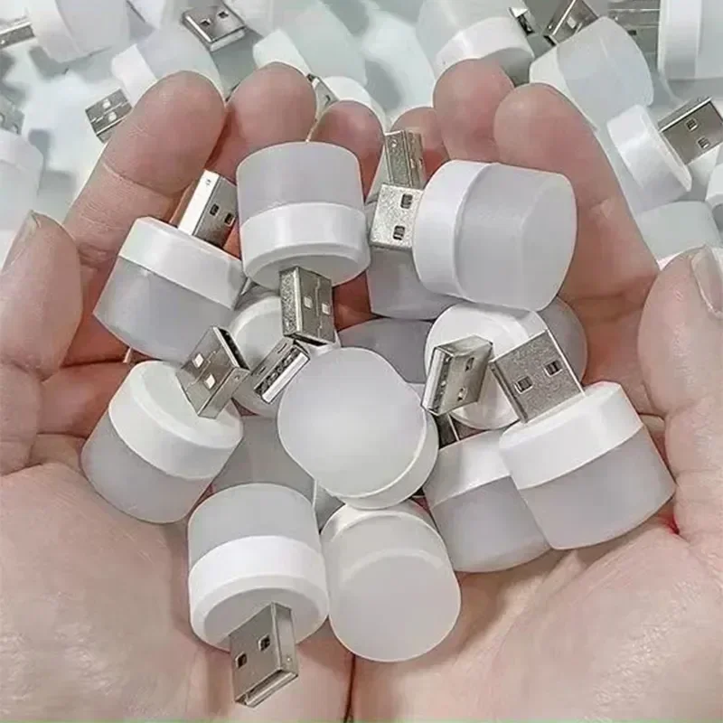 50/1Pcs Mini USB Night Light Warm White Eye Protection Book Reading Light USB Plug Computer Mobile