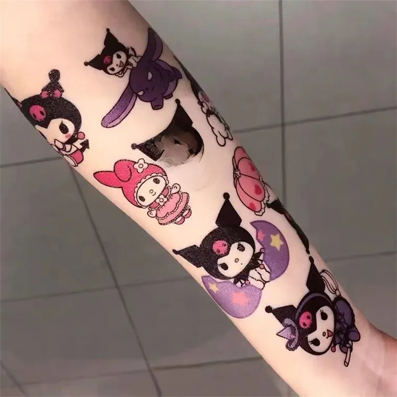 Sanrio Cartoon Characters Kuromi Hello Kitty Children Temporary Tattoos Cute Waterproof and Durable