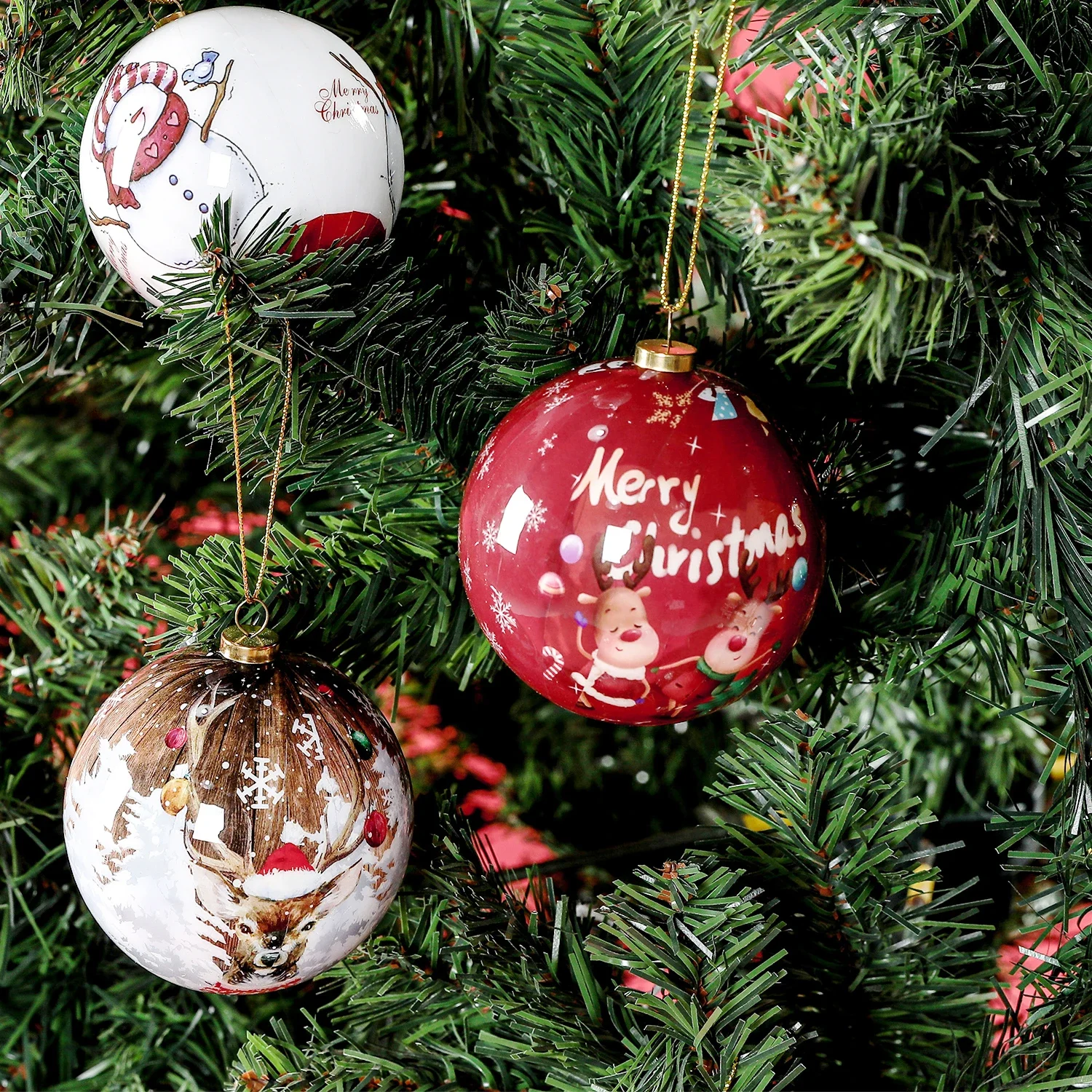 3pcs 8cm Christmas Balls Original Gifts Christmas Decoration 2024 Christmas Tree Decorations Gift