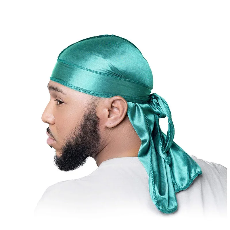 Unisex Long Silky Durag Long Tail Silky Scarf Muslim Doo Rag Pirate Hat Durag Chemo Caps Skull Hat