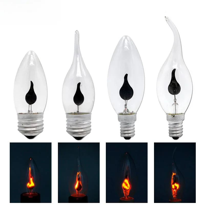Vintage Edison E14 E27 Led Bulb Candle Light Flame Effect Bulb 3W AC220V Home For Decor Lighting