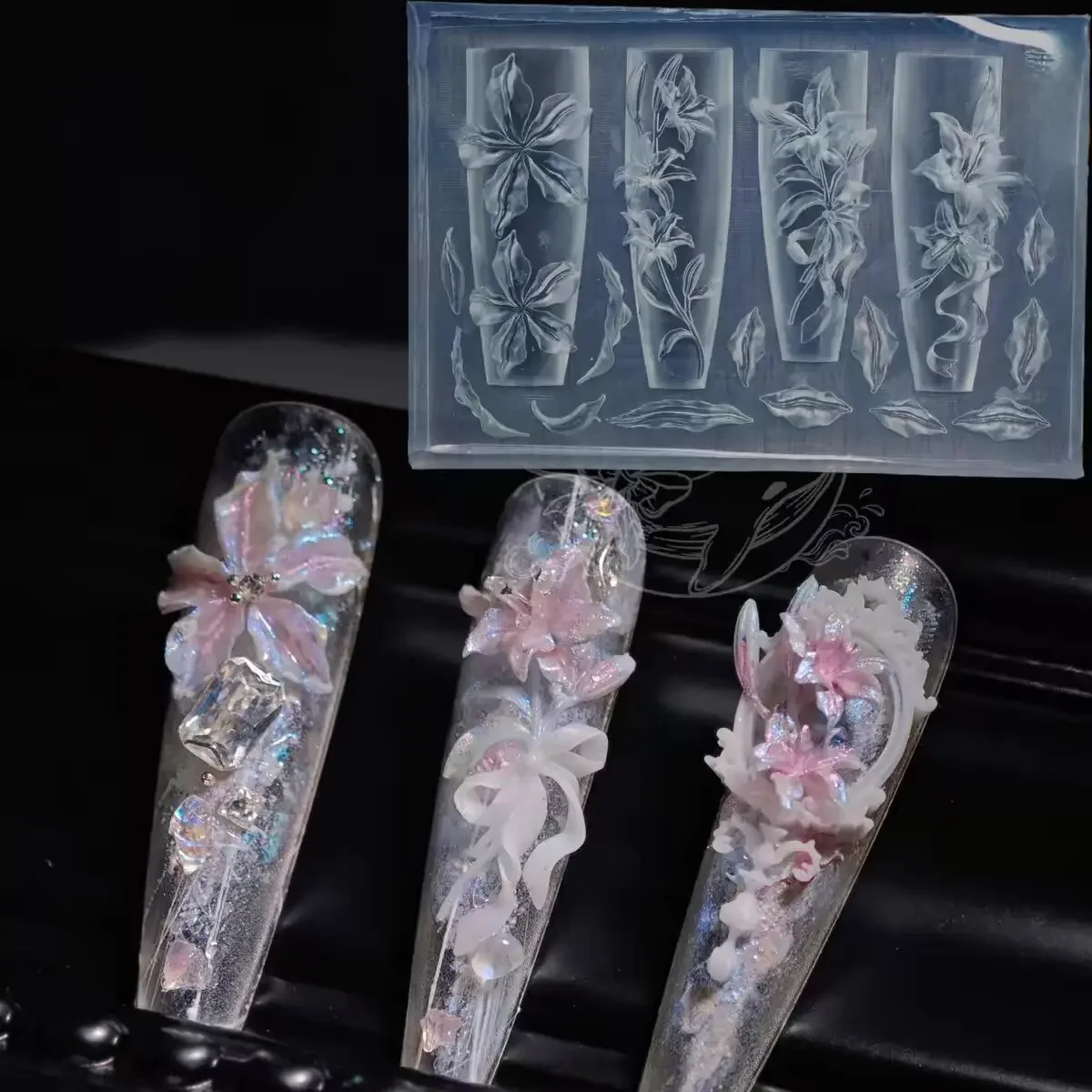 1pc Rose Tulip Lotus 3D Acrylic Mold  Lily of the Valley  Nail Art Decorations  Nails DIY Design