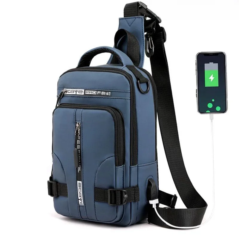 KISMIS Men's Multifunction  Messenger Bag Shoulder Cloth Chest Bags Crossbody Casual Man USB