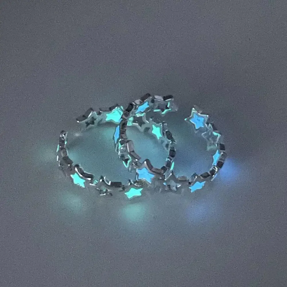 Adjustable Punk Noctilucent Cute Star Heart Love Rings Luminous Glow In The Dark for Men Women Lover