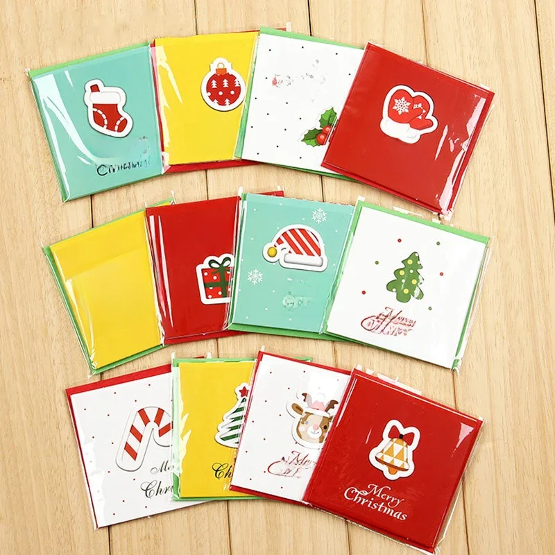 12pcs Creative mini Merry Christmas Greeting Cards Xmas New Year Postcard Gift Card for kids