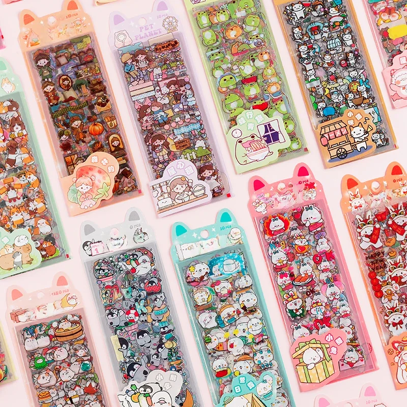 150PCS+ Card Kawaii Scrapbooking Bicycle Decals Gift Frog Students Cartoon Stationery PET Diary