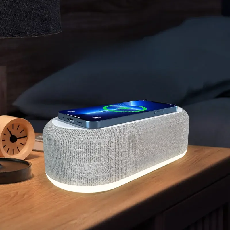 Wireless Charger Alarm Clock Time LED Light Thermometer Earphone Phone Charger 15W Fast Charging