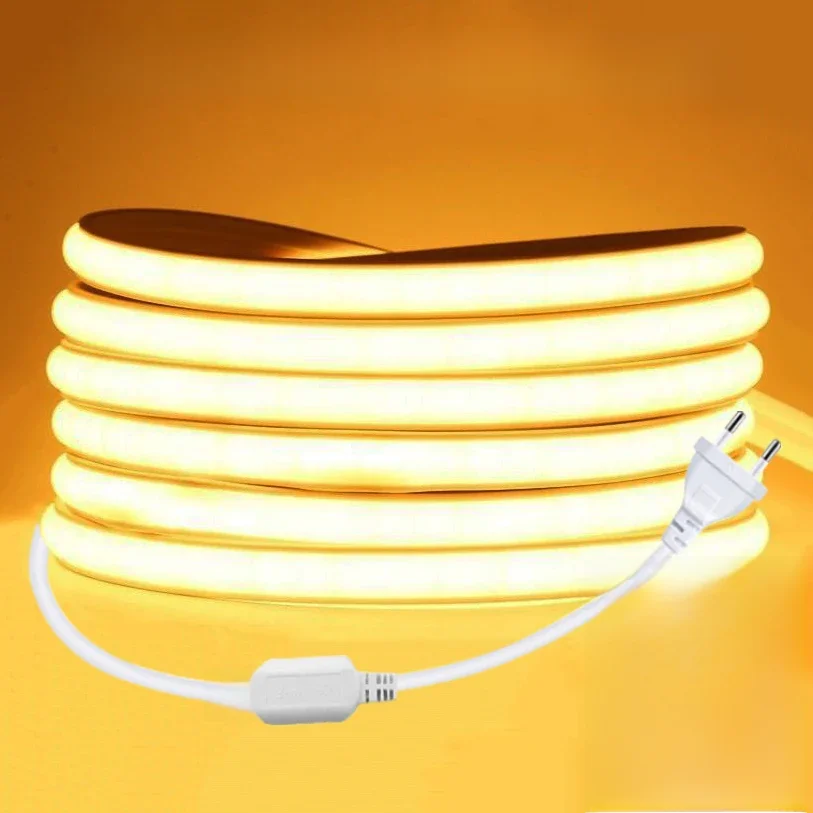 220v Led Ribbon Adhesive High Brightness COB Led Strip for Room Waterproof Led Strip Flexible Ribbon