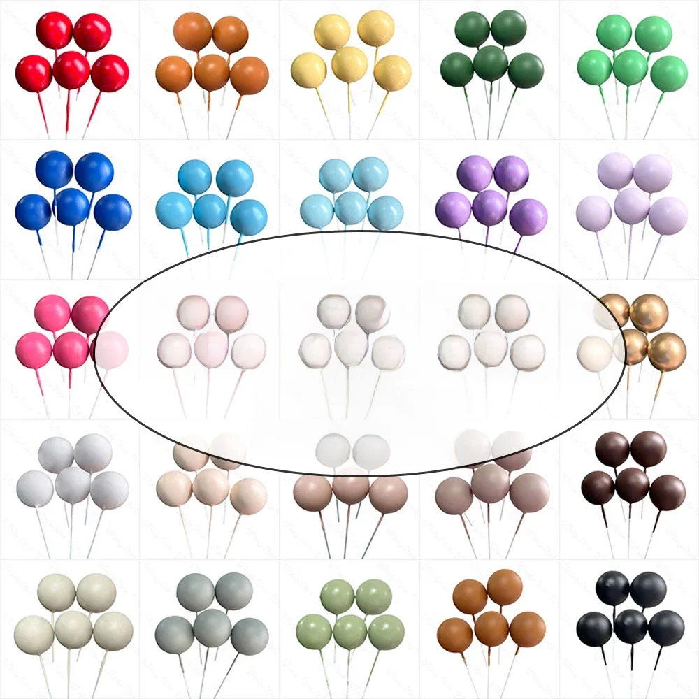 20Pcs Balls Cake Toppers Metal Silver Gold 2-4cm Different Size Colorful Balls Cake Toppers for