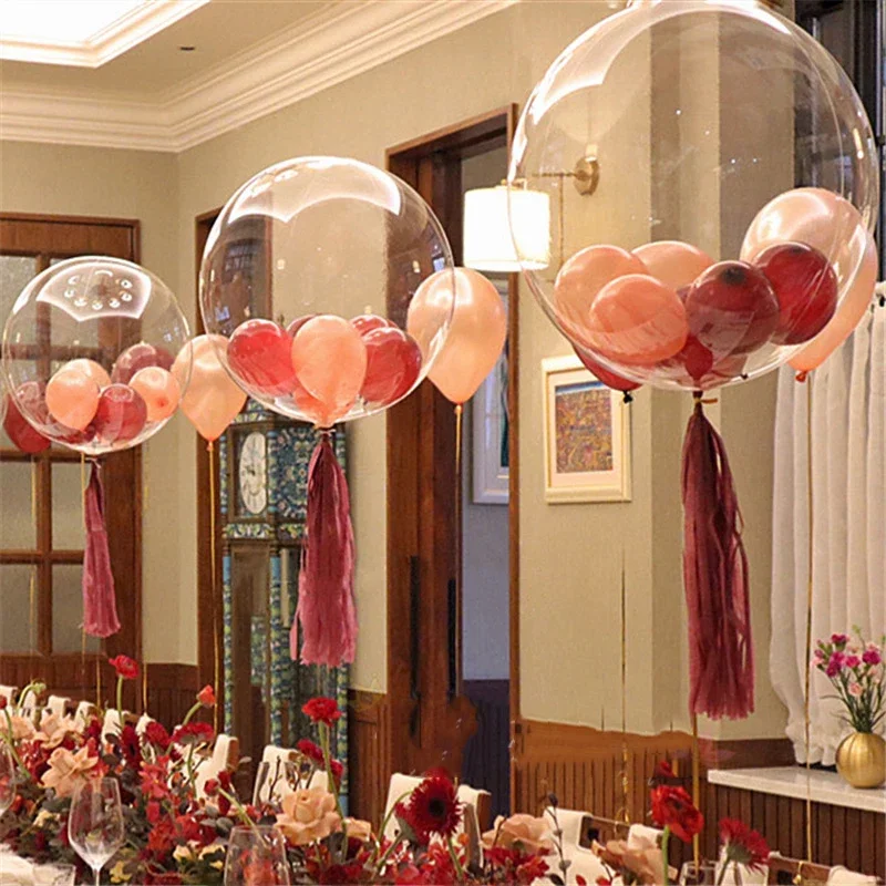 10pcs 12/18/24/36inch Inflatable Bobo Balloon Transparent Globes Bubble Balloons Wedding Birthday