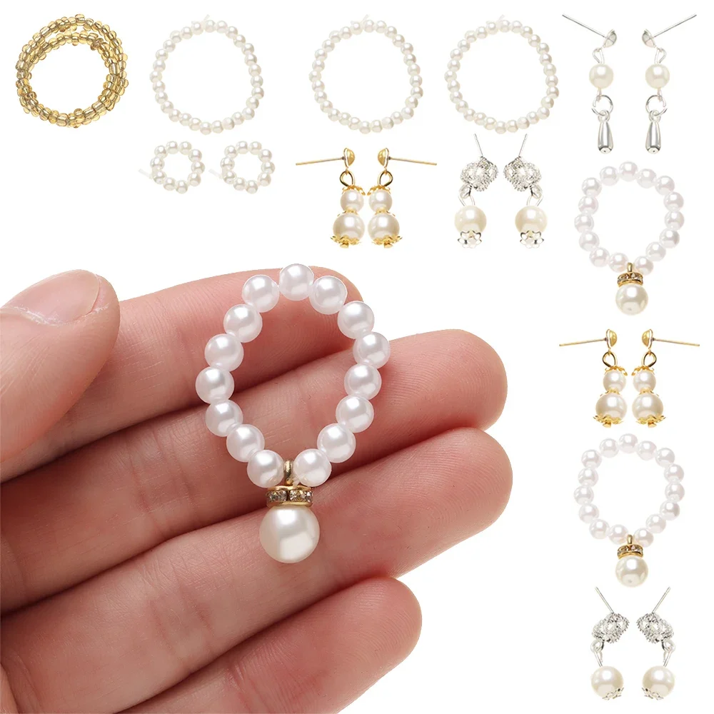 Fashion Mini Pearl Jewelry Necklace Earrings For BJD Dolls Bracelet For 1/6 Doll Clothes Accessories