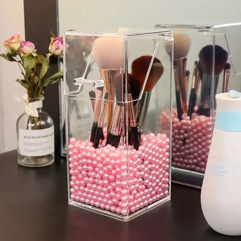 1PC Four-sided Makeup Brush Bucket Beauty Brush Storage Box Dustproof Pen Holder Makeup Brush