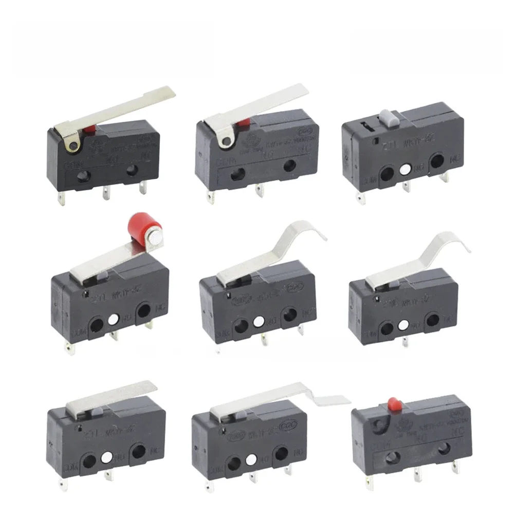 10 PCS Micro Switch 2/3Pin NO/NC Mini Limit Switch 5A 250VAC KW11-3Z Roller Arc lever Snap Action