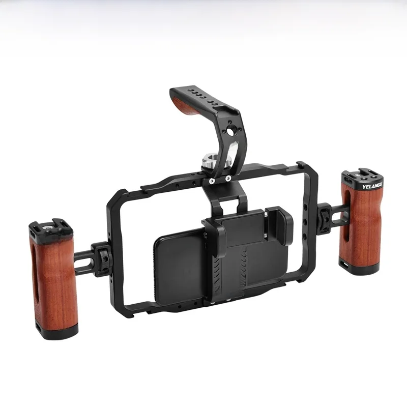 YELANGU Universal Smartphone Metal Cage Set Video Rig Handles Stabilizer Vlogging Live Broadcast