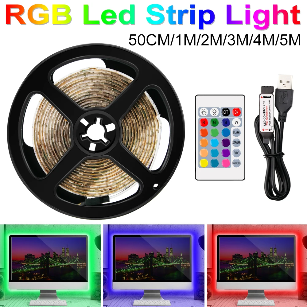 LED Strip Lights RGB Neon Lamp Waterproof Flexible LED Tape TV Desktop BackLight Diode For Home