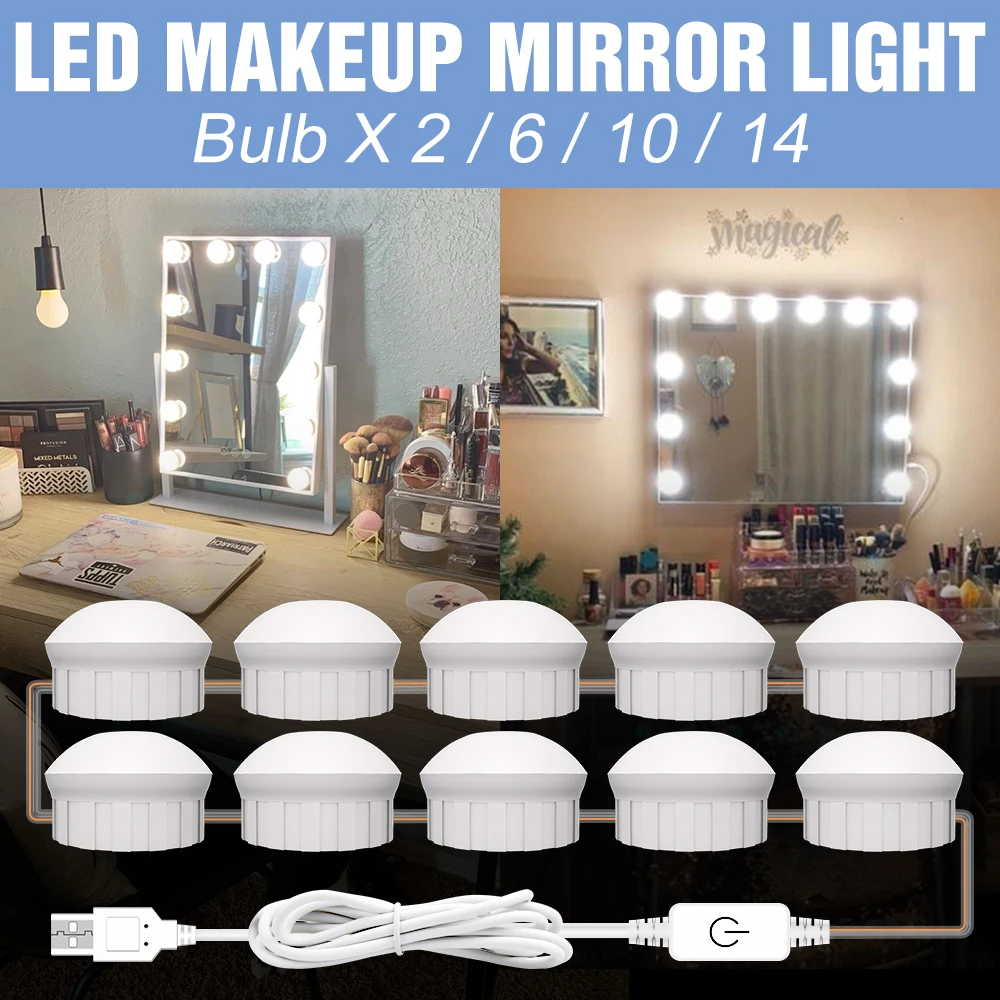 Make Up Mirror Light LED Wall Lamp Bathroom Vanity Lights Stepless Dimmable Dressing Table Lamp