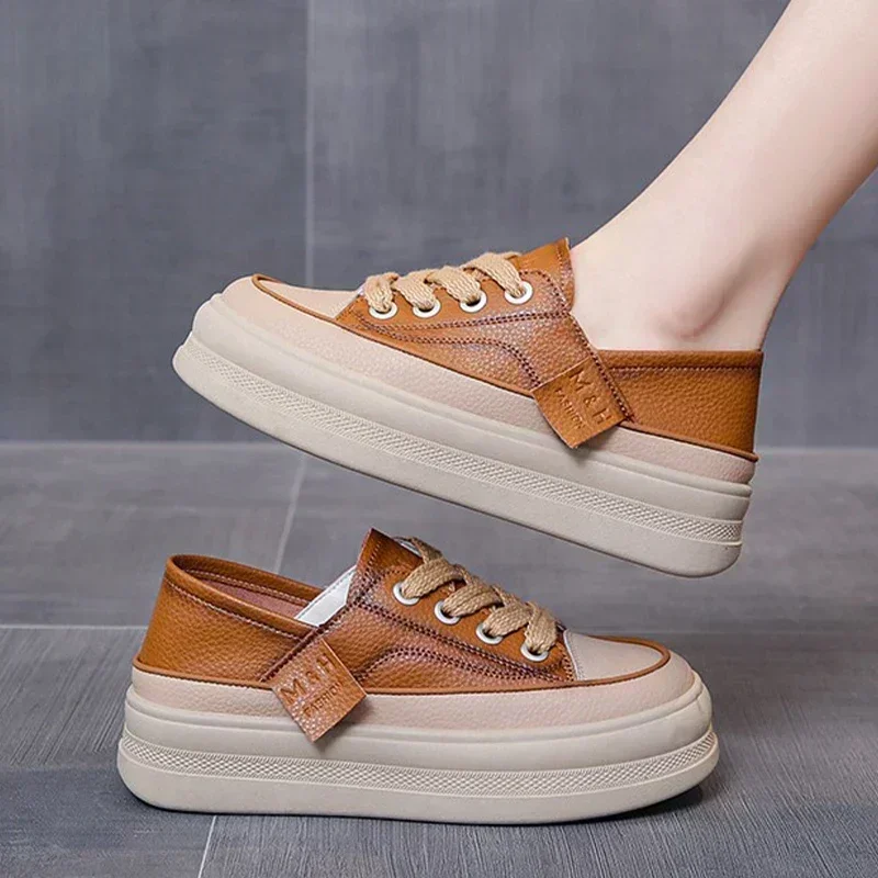 Sneakers Women Flats Platform Walking Shoes 2024 Spring New Brand Designer Lace Up Casual Sport