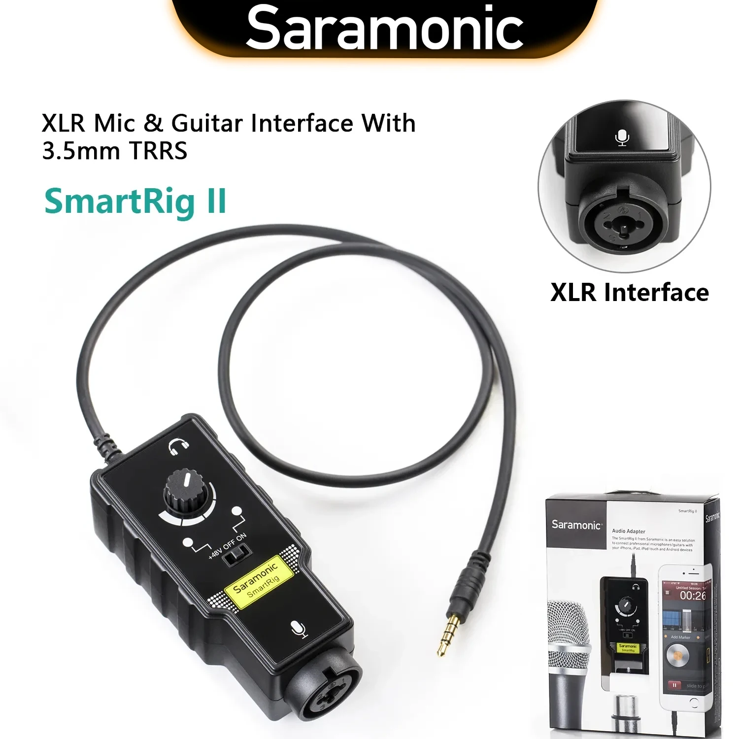 Saramonic SmartRig II Professional Mic&Guitar Audio Interface Preamplifier Audio Adapter Mixer for