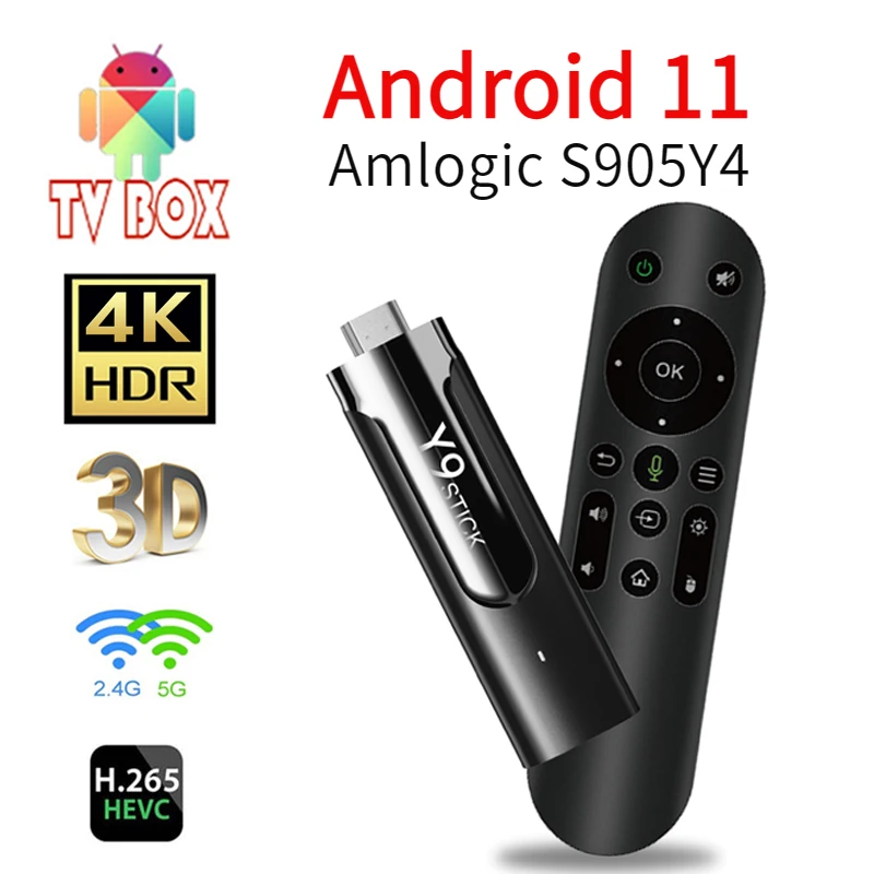 M98 Y9 Smart TV Stick Android 11 2024 Amlogic S905 Y4 Voice remote control HD 4K 3D 2GB 16GB Dual