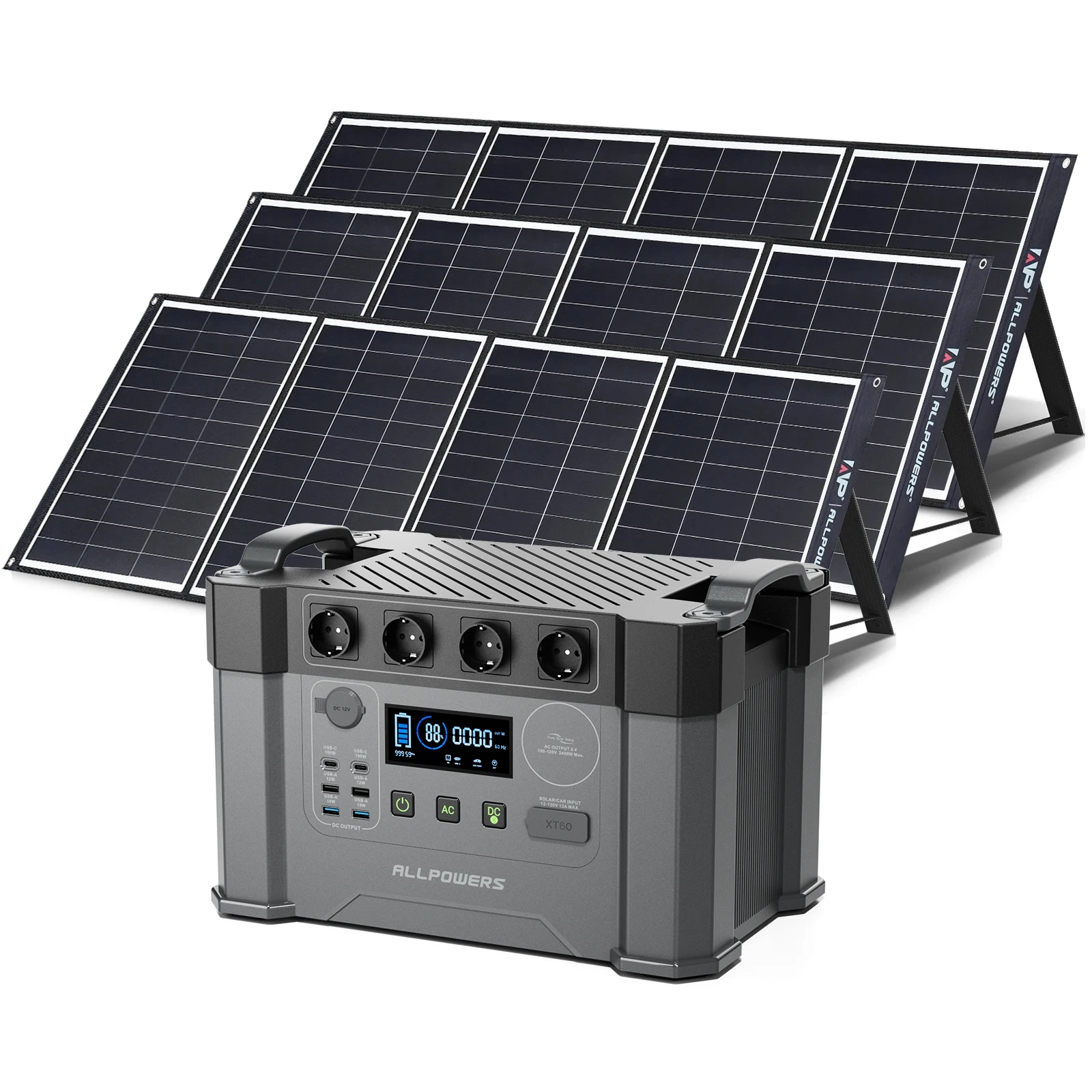 ALLPOWERS Monocrystalline Solar Panels 600W 400W 200W Portable Solar Charger for S2000 Pro MPPT