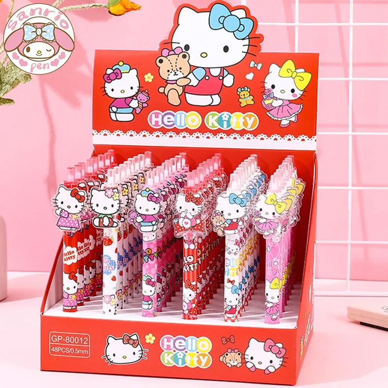 Sanrio Cartoon 24/48pcs Gel Pen Hello Kitty Happy New Year Creative 0.5 Black School Stationery