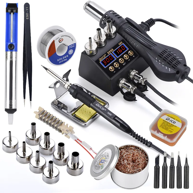 JCD 8899 Soldering Station 750W 2 in 1 Soldering Iron Hot Air Gun Rework Welding Station For Phone