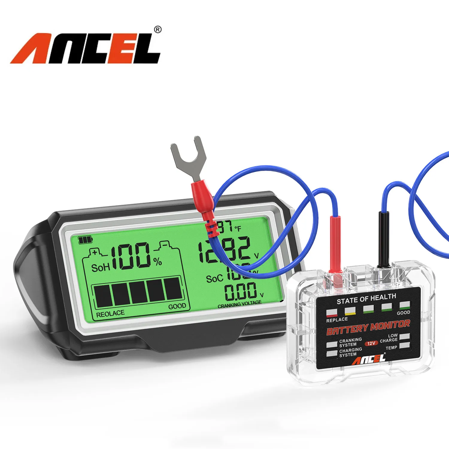 ANCEL BM200 PRO 12V Car Battery Capacity Tester Monitor LED Display Waterproof SOH SOC Battery