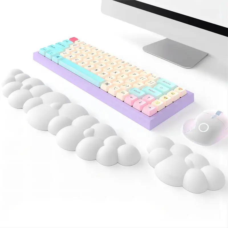 Cloud Shape Wrist Rest Ergonomic Pad PU Material Anti-Slip Rubber Base Memory Foam for 100 Keys 87