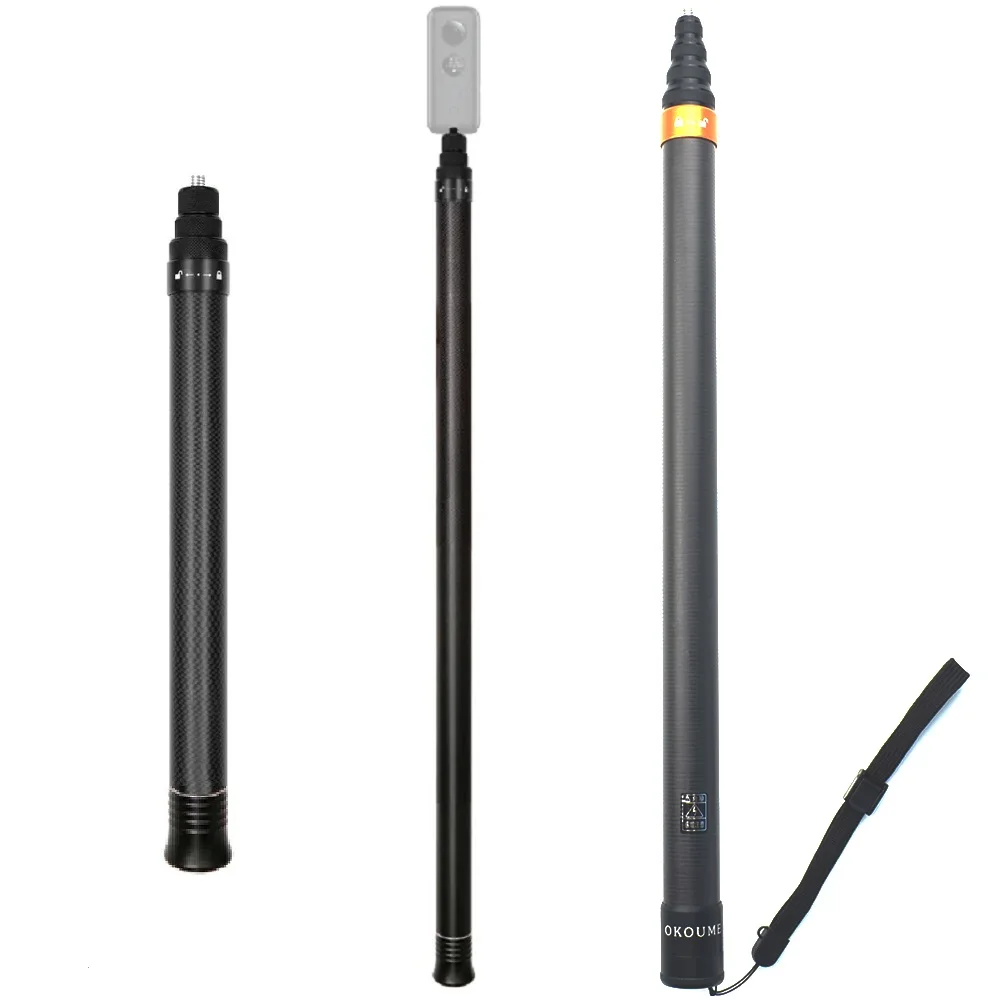 290cm 3m Carbon Fiber Invisible Extended Edition Selfie Stick For Insta360 X3 / ONE X2 / ONE RS