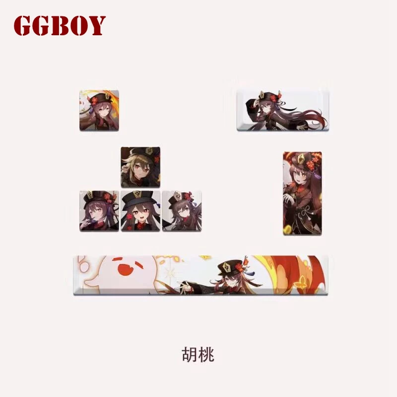 GGBOY Custom Cartoon Key Cap Genshin Impact HU TAO Yae Miko  Anime Cherry Profile Keycaps Mechanical