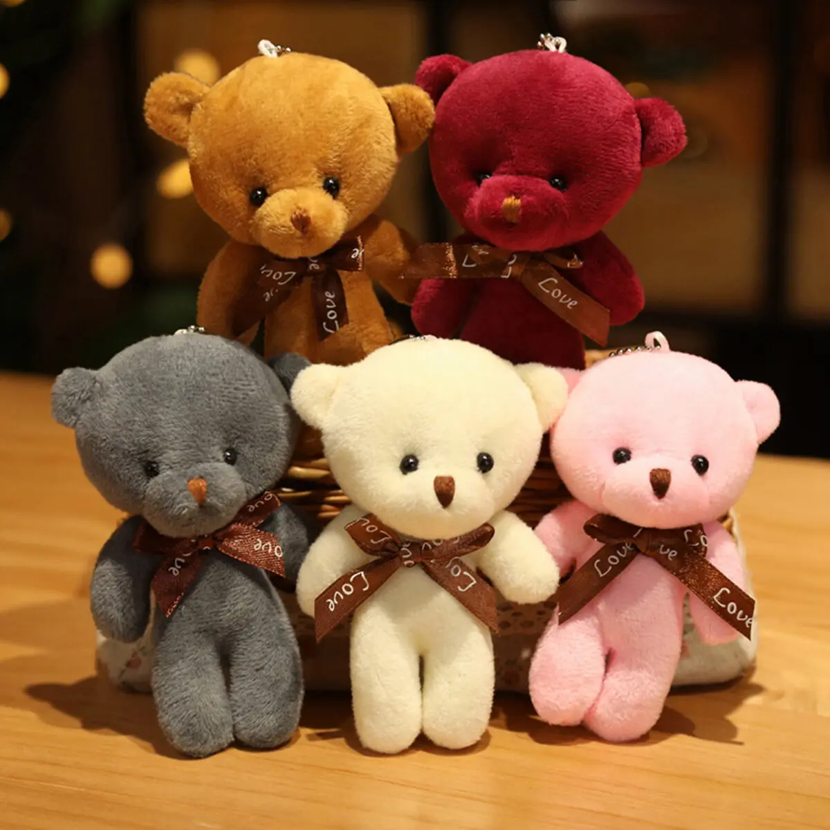 10PCS/Pack Stuffed Plush Toy Teddy Bears  Mini Bear Doll Toy Keychain Bag Pendants Wedding