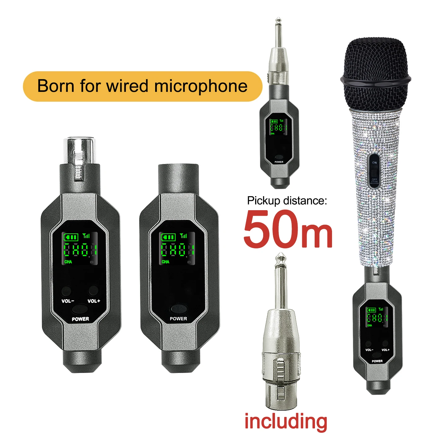 Wireless Microphone Converter XLR Rechargeable Battery Transmitter and Receiver Microphone System