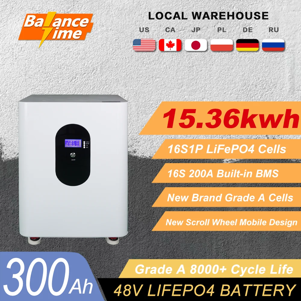 New 48V 300Ah LiFePO4 Battery 16S Built-in BMS 51.2V 200Ah 120Ah 100Ah Lithium Battery Suitable for